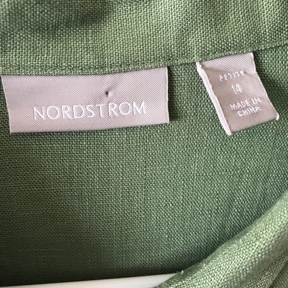 Sage Green Nordstrom Linen Button Front Dress 14 - Picture 4 of 6